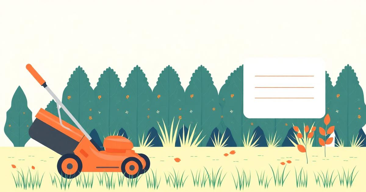 Illustration of a lawn care setup: a trimmed shrub and mower stripe beside a quote request form with service options