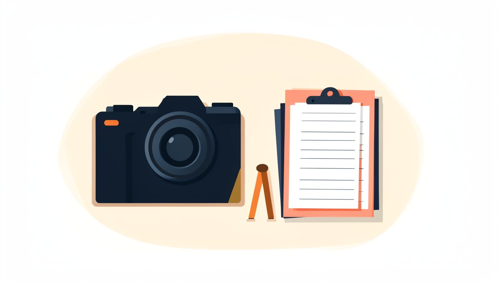 Flat illustration of a camera, a calendar and a photo gallery on a laptop screen